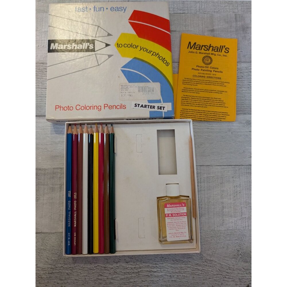 Marshalls Photo Coloring Pencils Starter Set With P.M. Solution & Instructions
